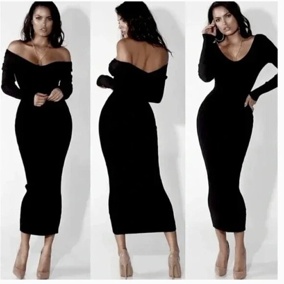 Hera Collection Black Ribbed Dress Small - Picture 1 of 9